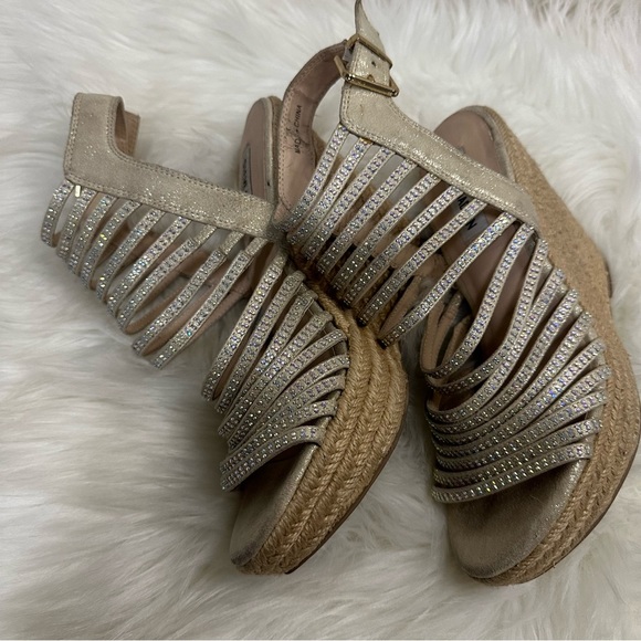 Steve Madden Garden Espadrille Platform Wedge Strappy Rhinestone Sandals Sz 8.5 - Picture 4 of 16